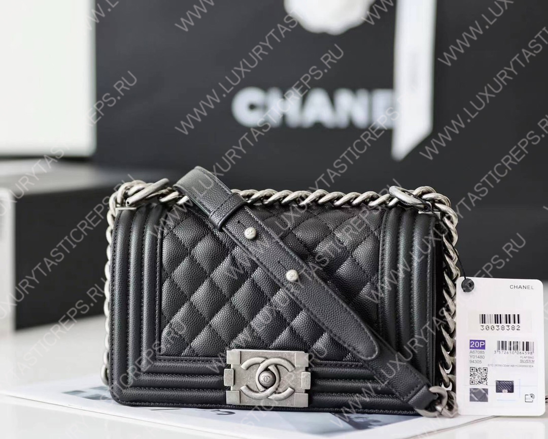 Ch*el boy handbag black a67086