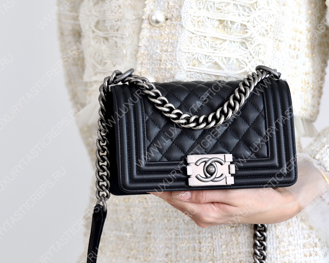 Ch*el boy handbag black a67086