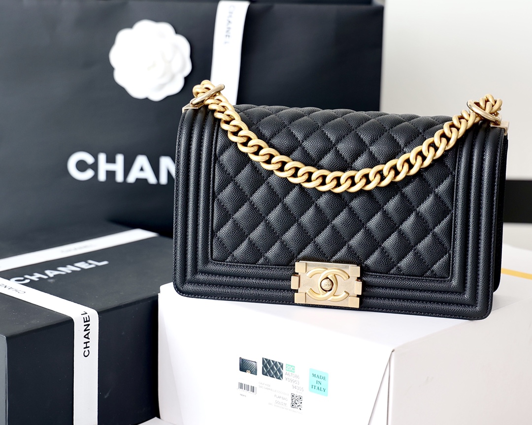 Ch*el boy handbag black a67086