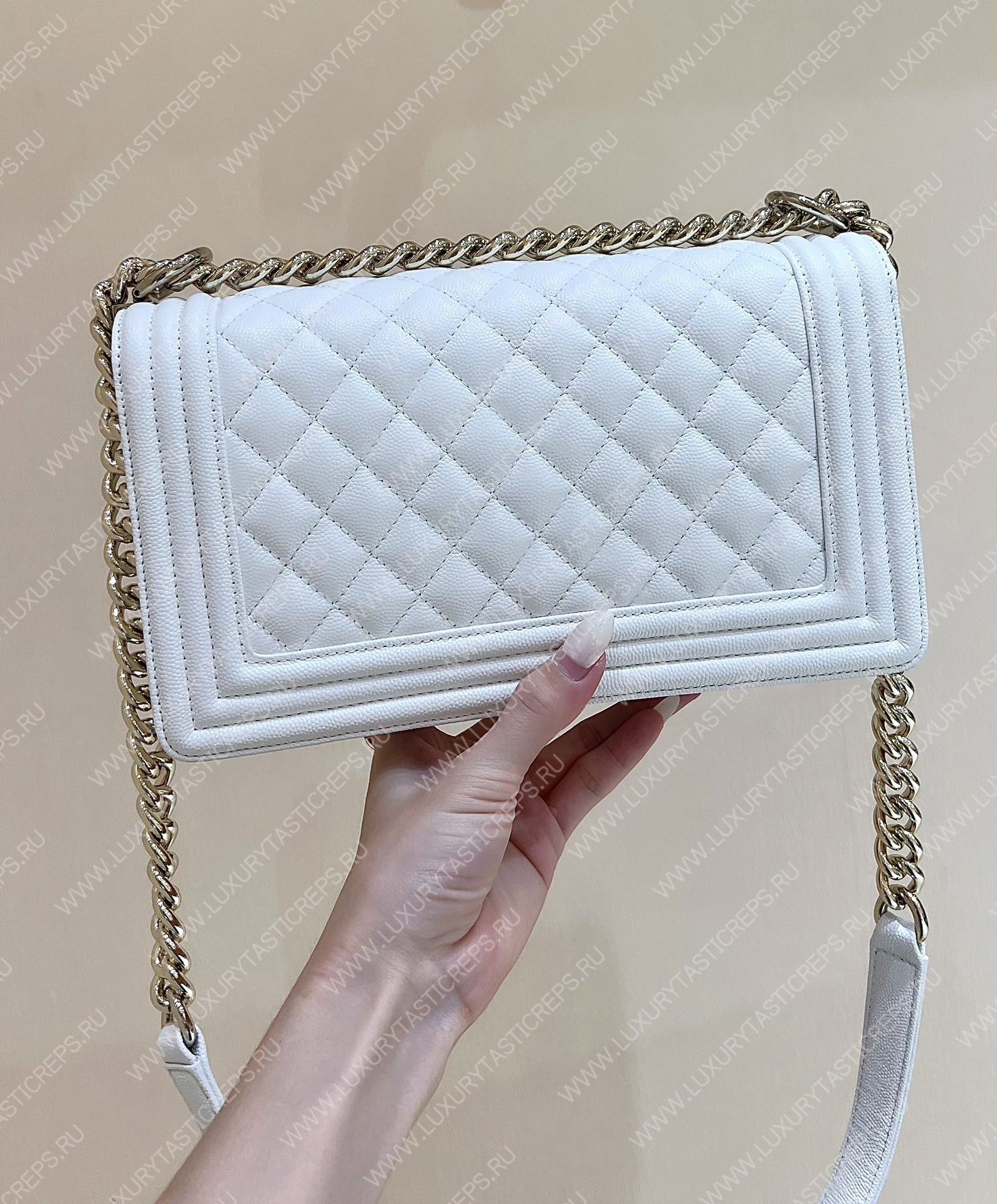 Ch*el boy handbag white a67086