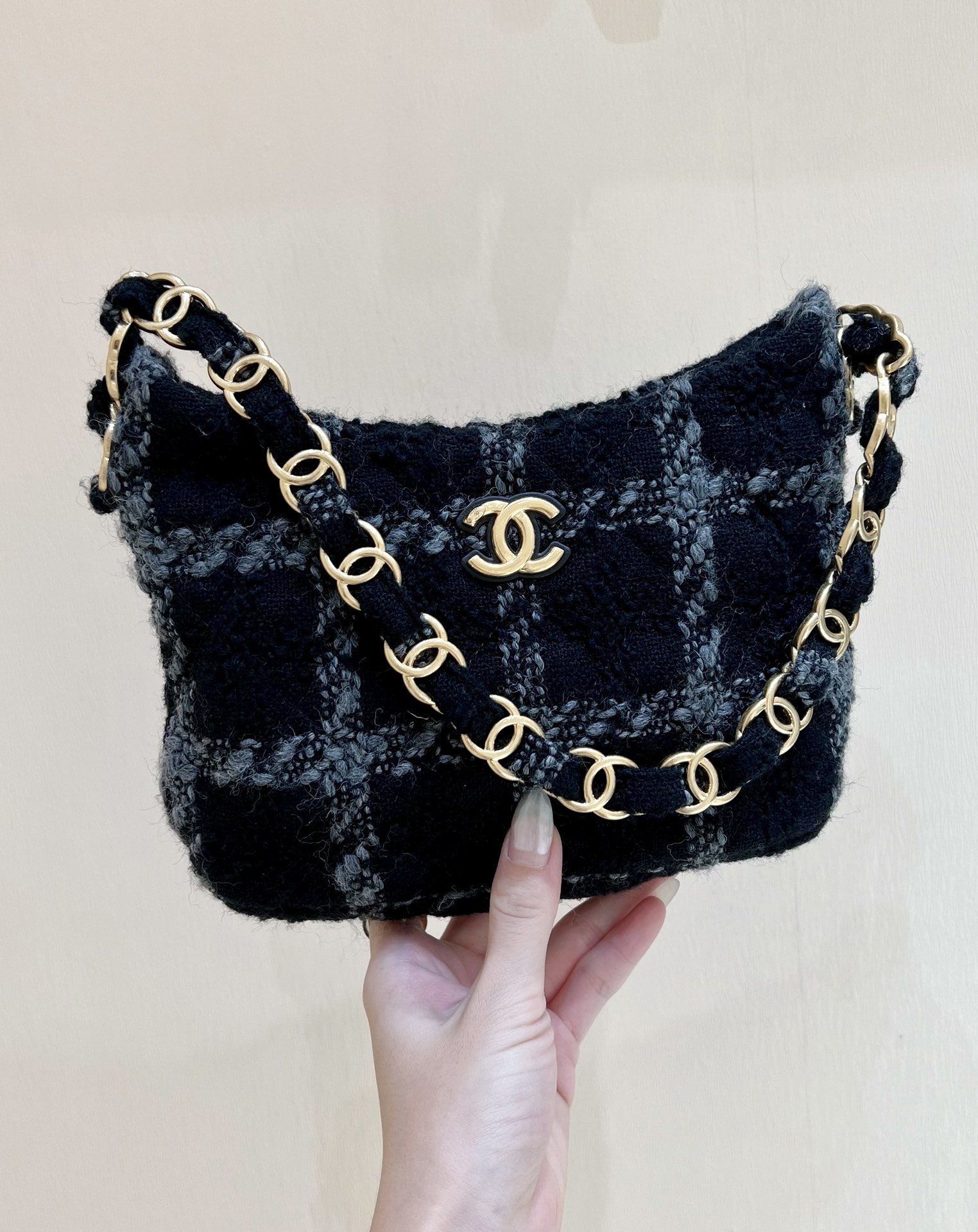 Ch*el hobo handbag black as3562