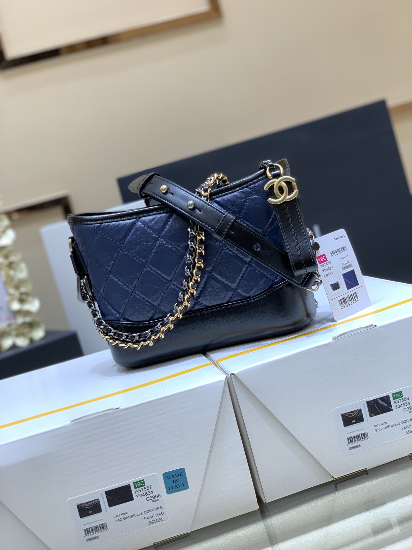 Ch*el gabrielle hobo bag blue a91810