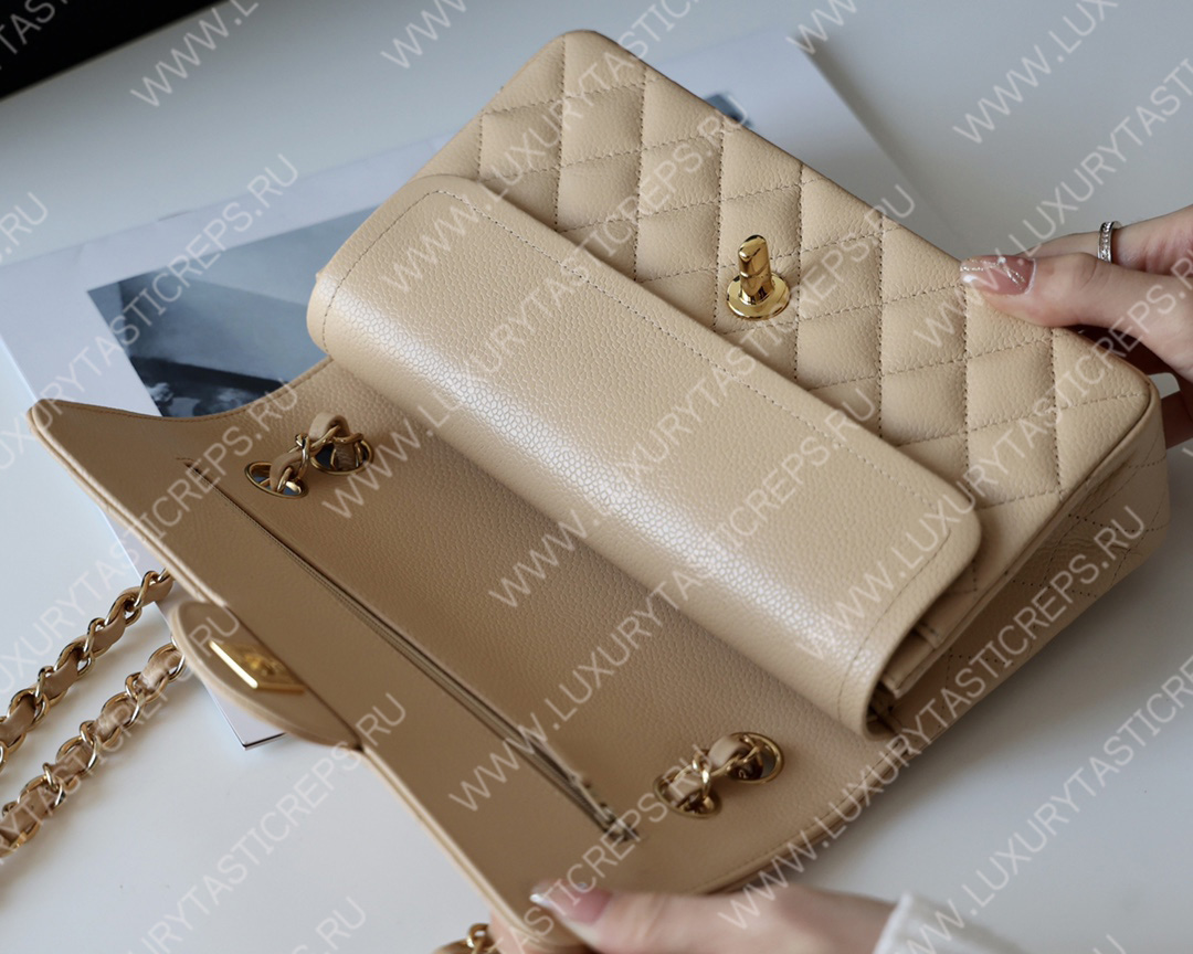 Ch*el small classic handbag bag beige a01113