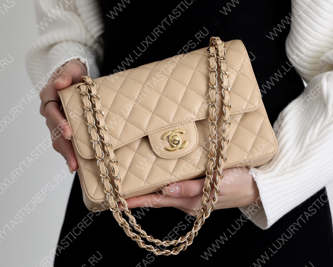 Ch*el small classic handbag bag beige a01113