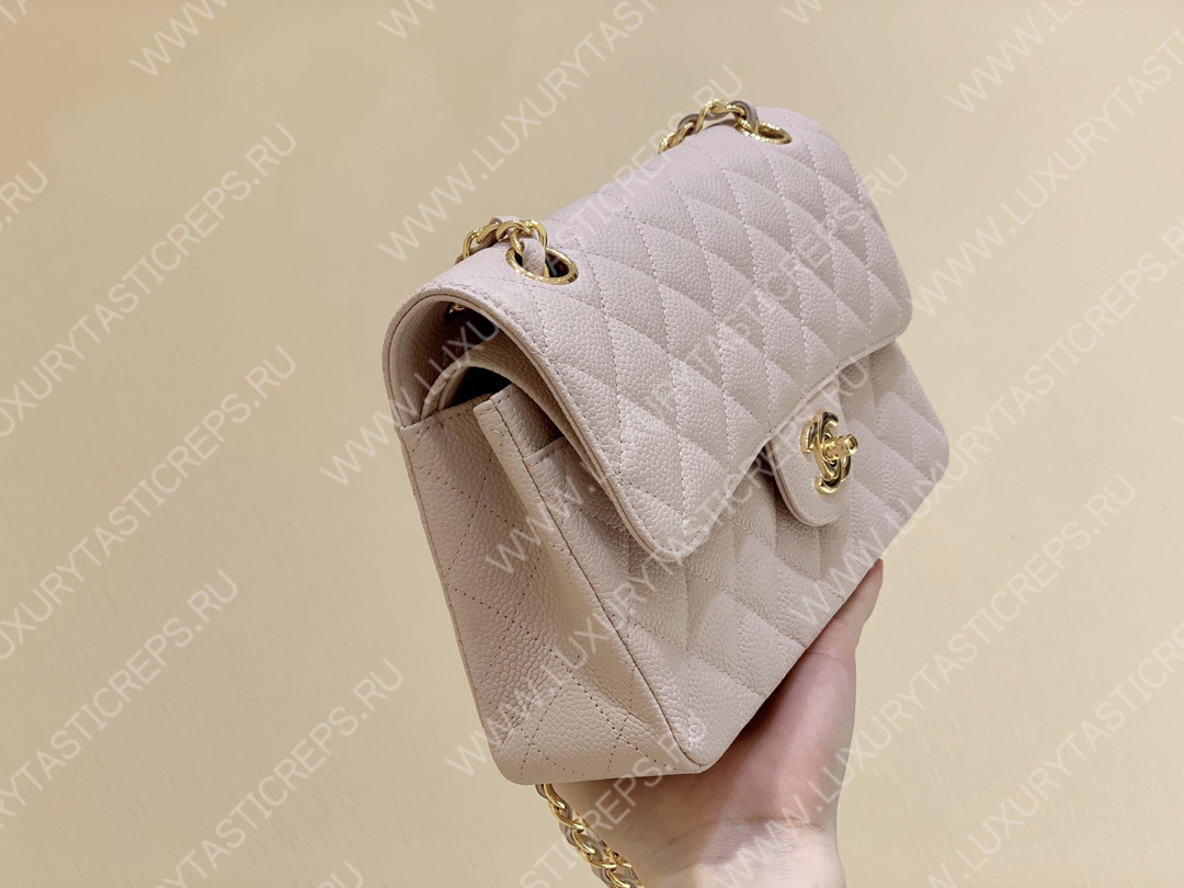 Ch*el small classic handbag bag beige a01113