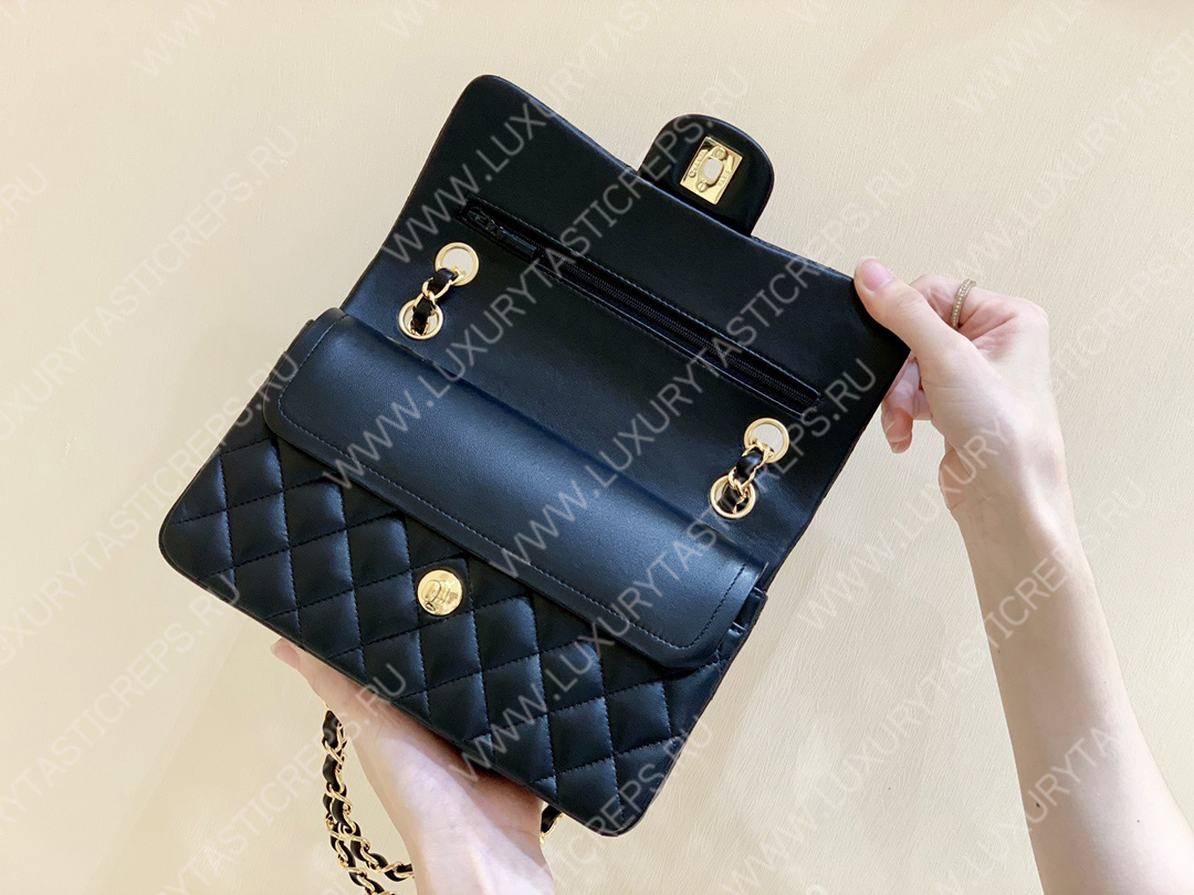 Ch*el small classic handbag bag black a01113