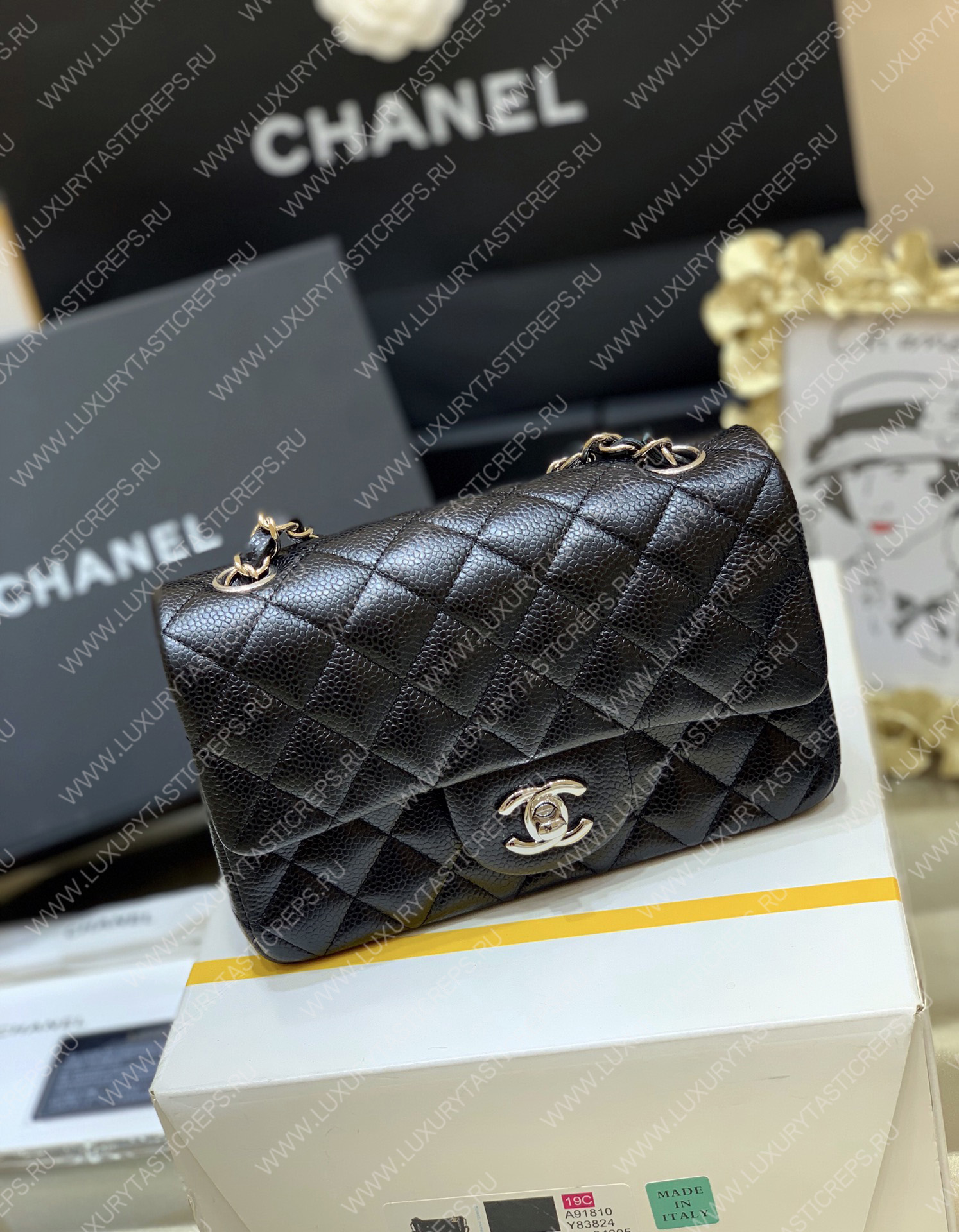 Ch*el classic flap bag black a01116
