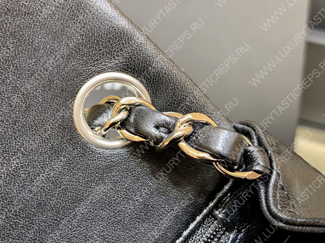 Ch*el square mini flap bag black a01115