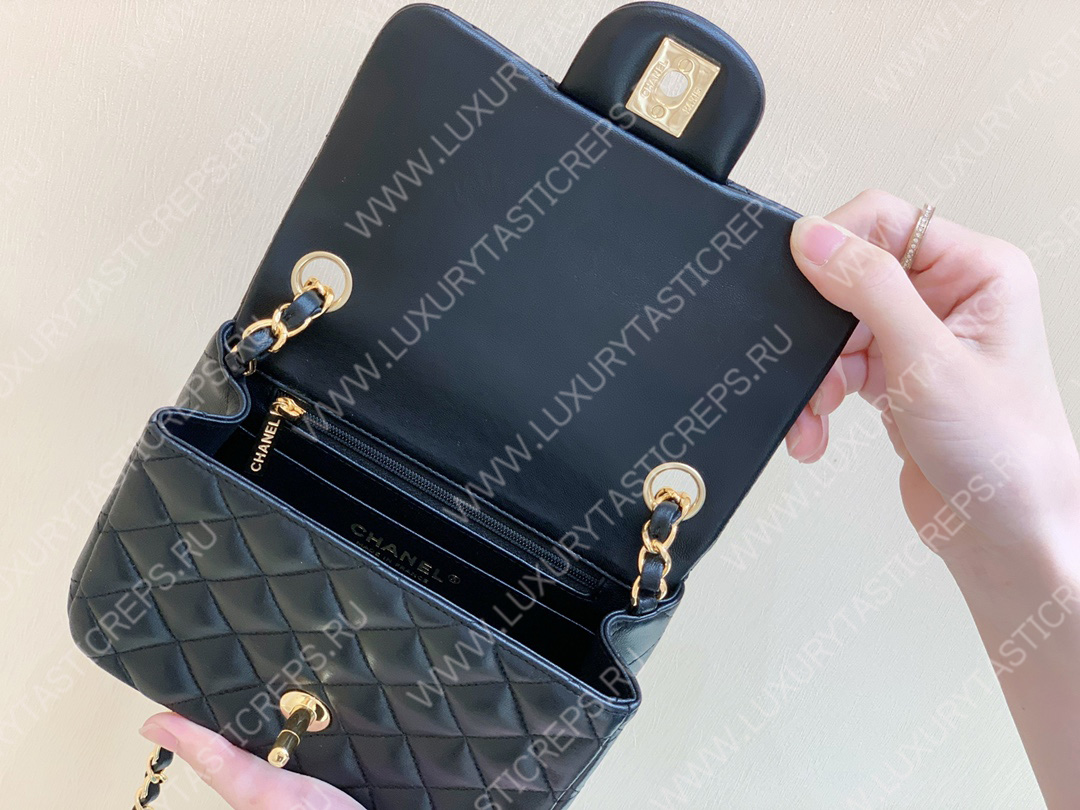 Ch*el square mini flap bag navy blue a01115