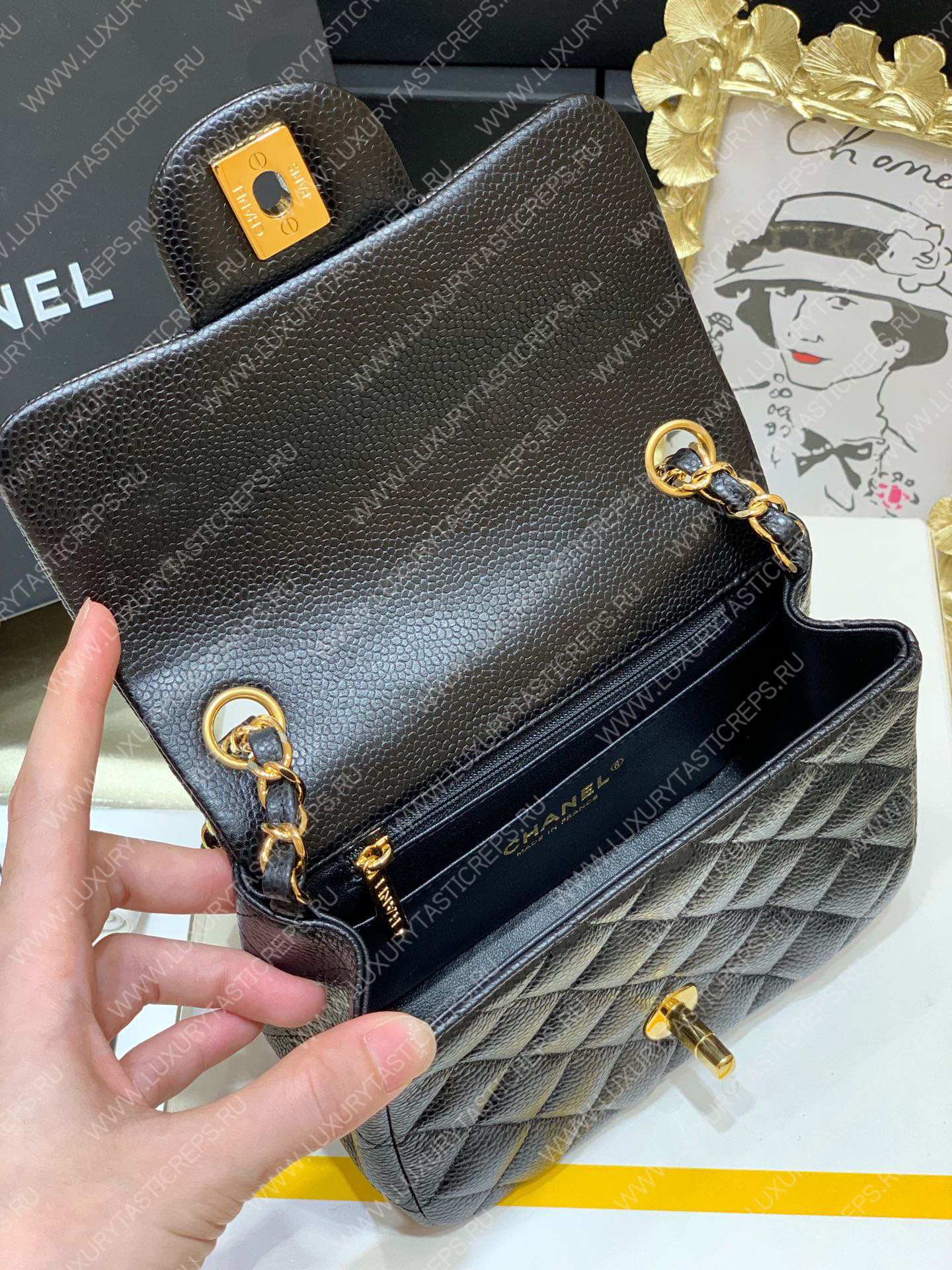 Ch*el classic flap bag black a01116