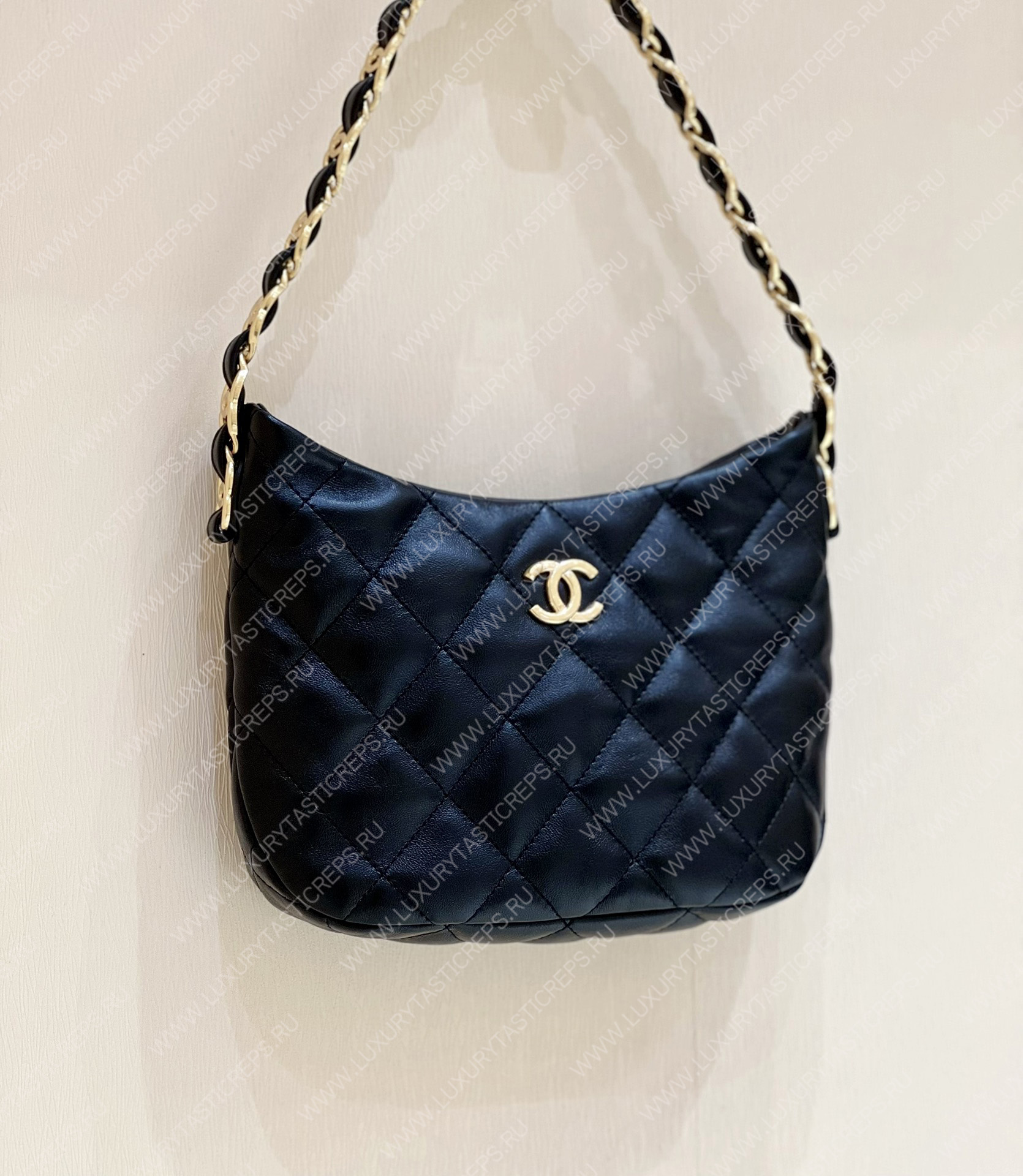 Ch*el hobo handbag black as3562