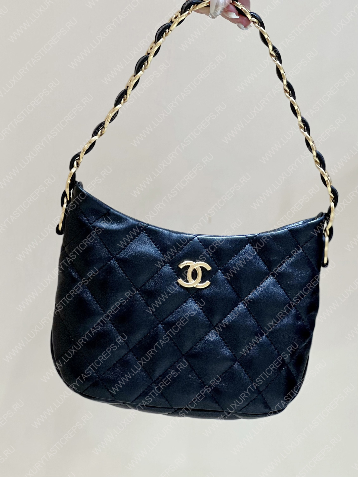 Ch*el hobo handbag black as3562