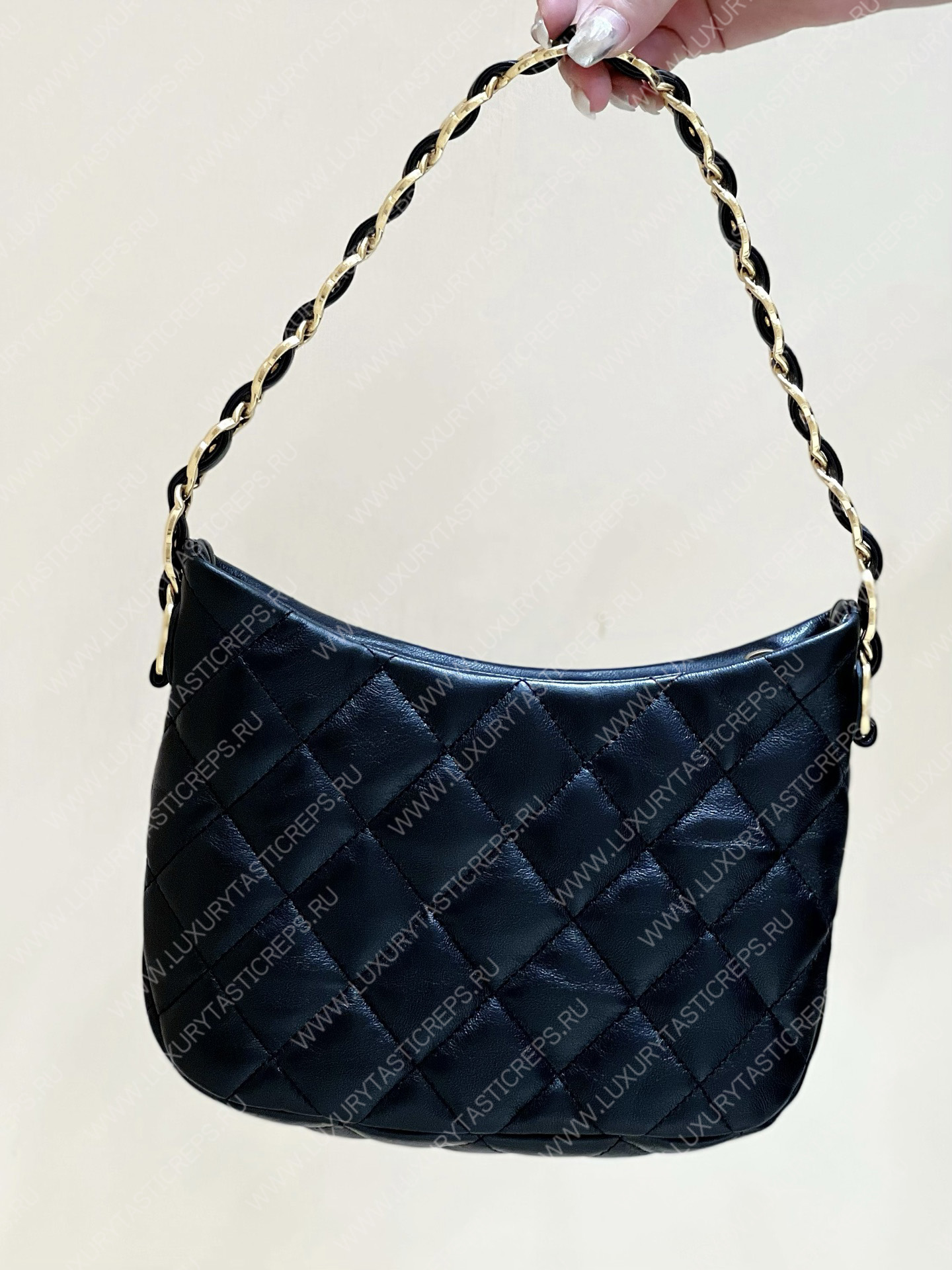 Ch*el hobo handbag black as3562