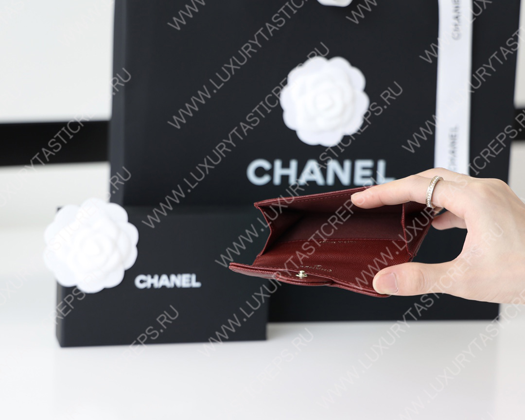 Ch*el classic card holder burgundy ap0214