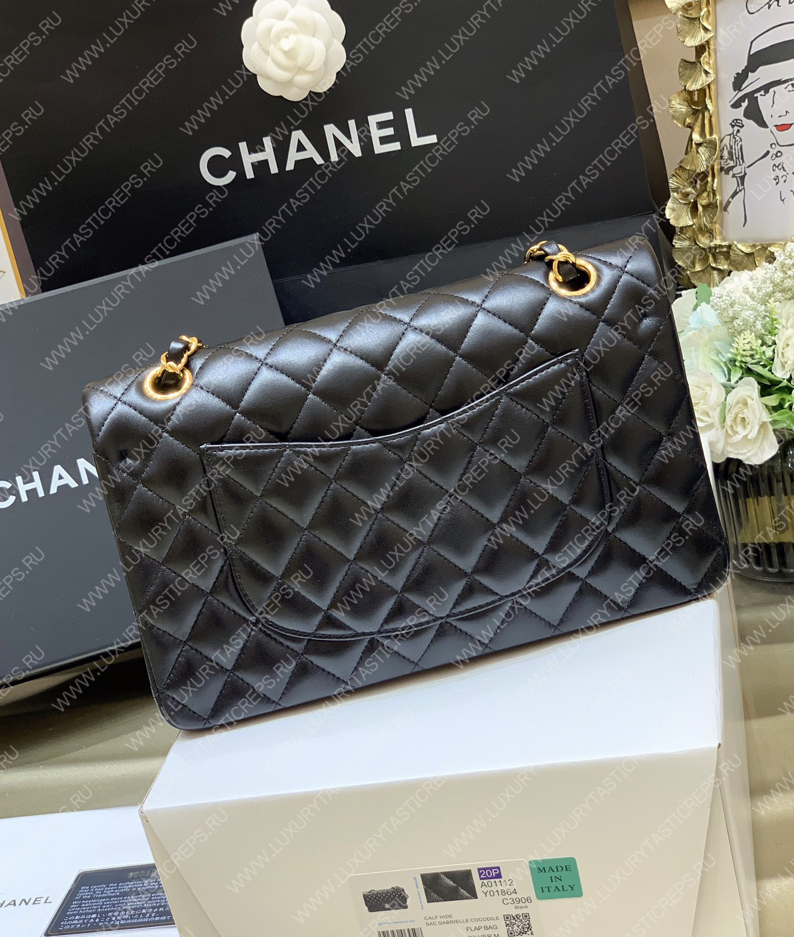 Ch*el classic handbag bag black a01112