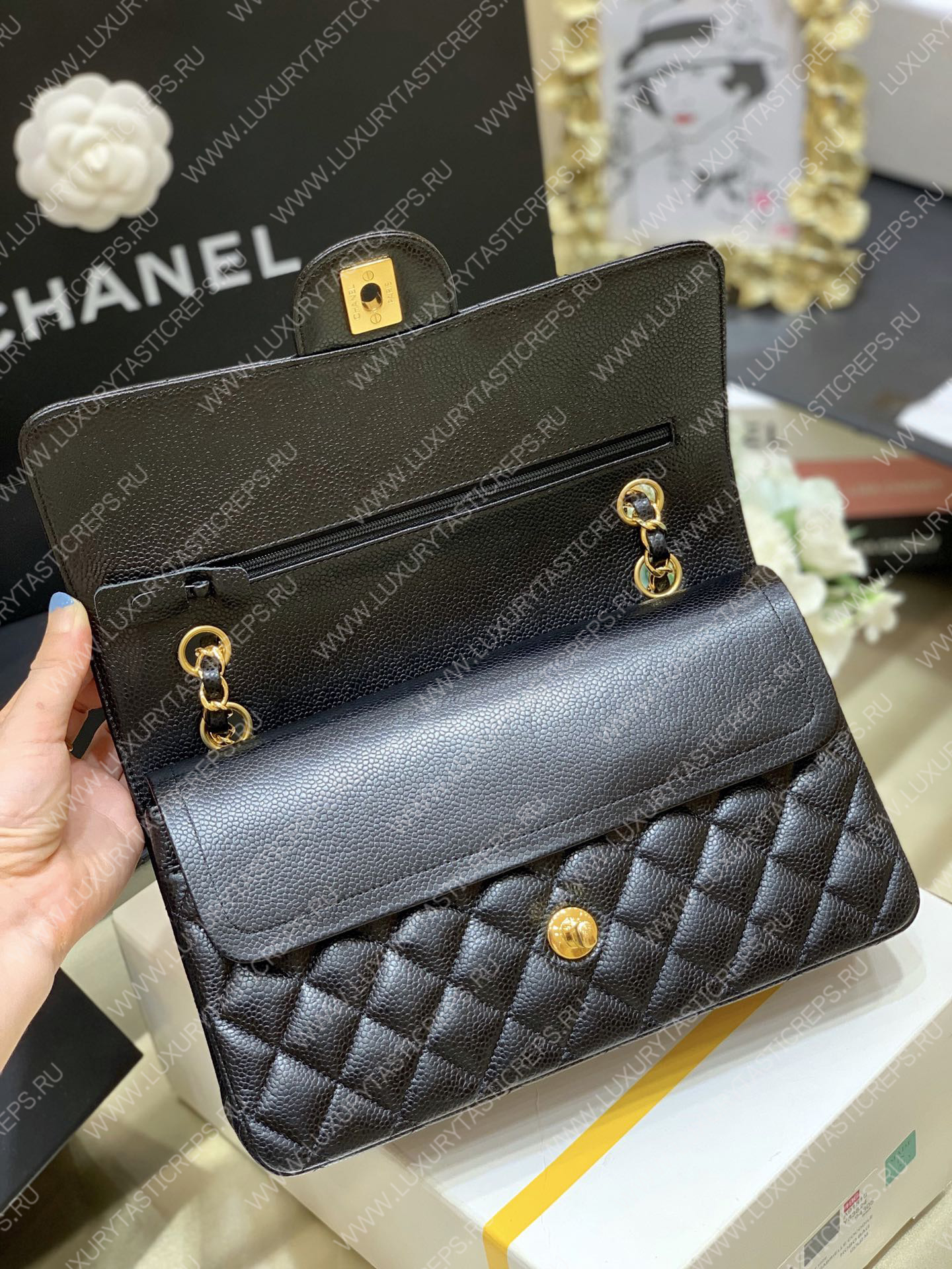 Ch*el classic handbag bag black a01112