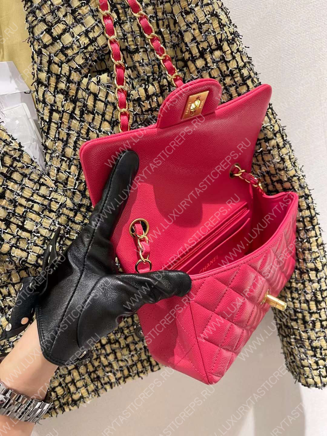 Ch*el mini classic flap bag pink a01116