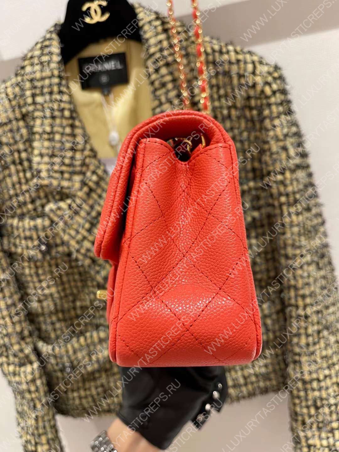 Ch*el mini classic flap bag orange a01116