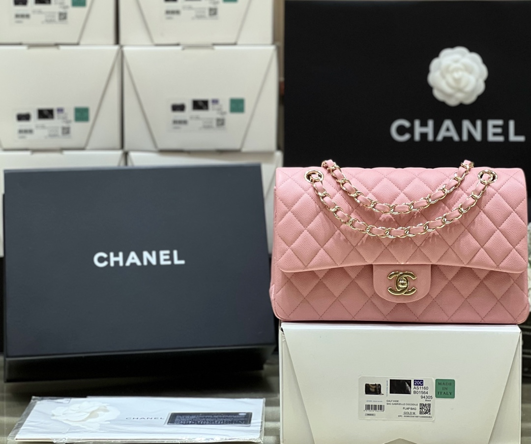 Ch*el classic handbag bag pink a01112