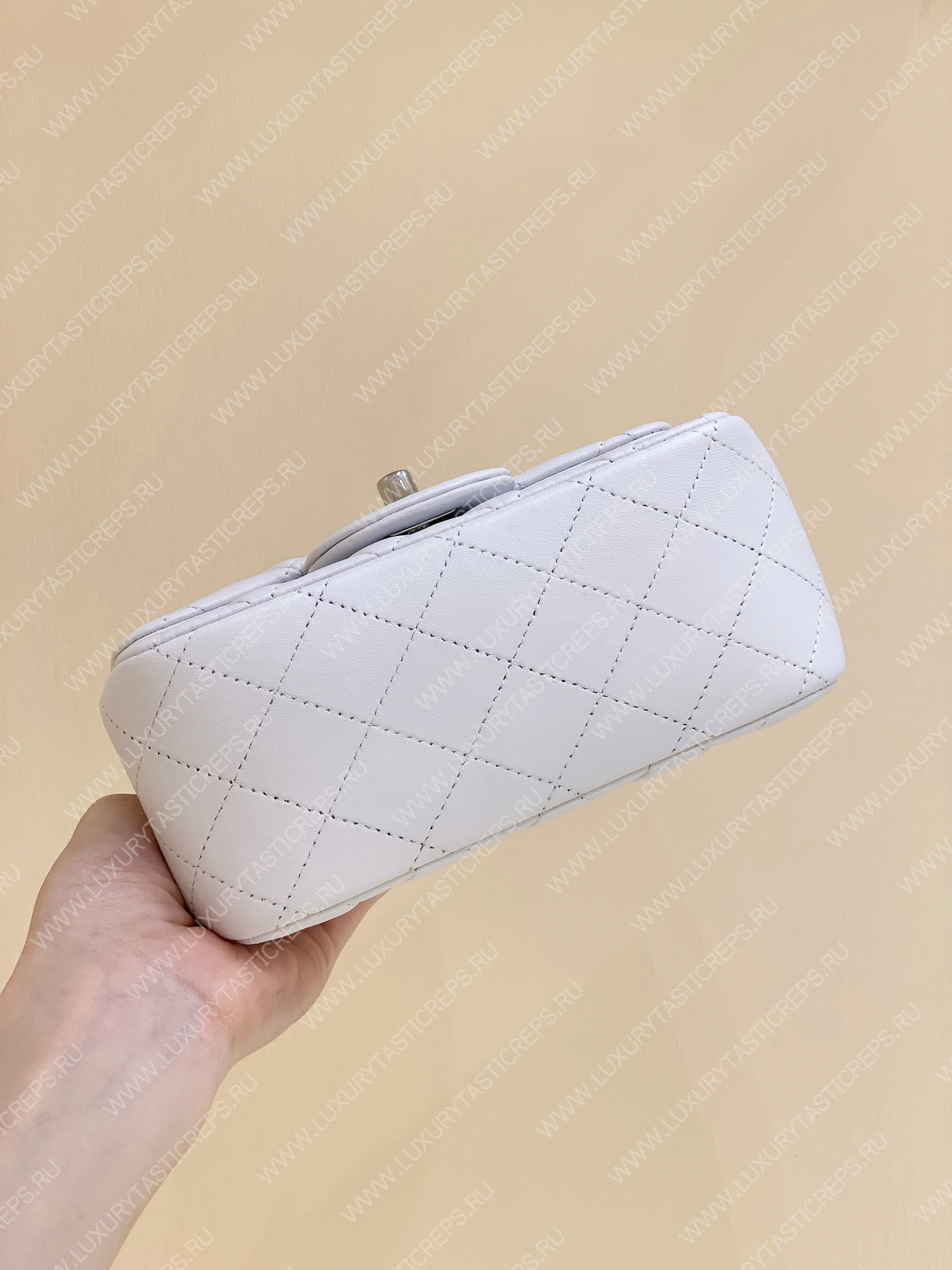 Ch*el mini classic flap bag white a01115