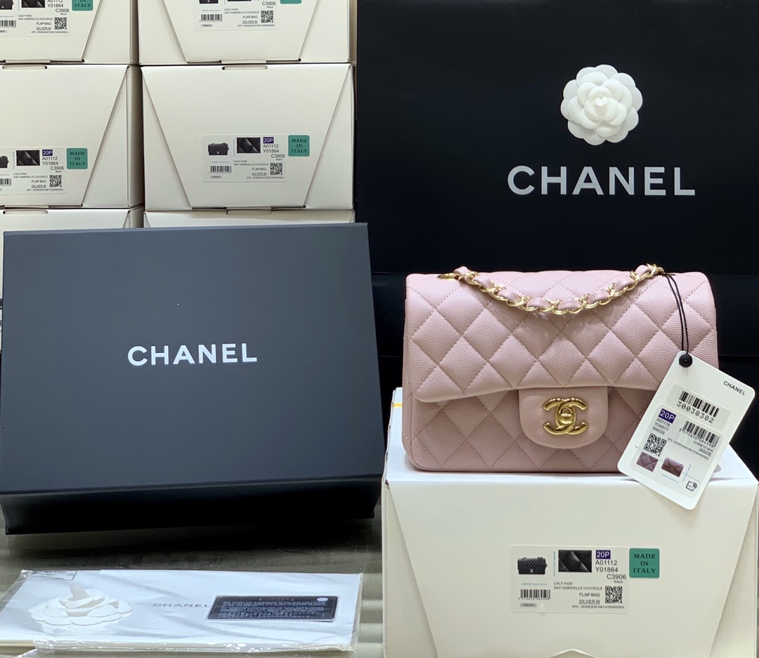 Ch*el mini classic flap bag light pink a01116