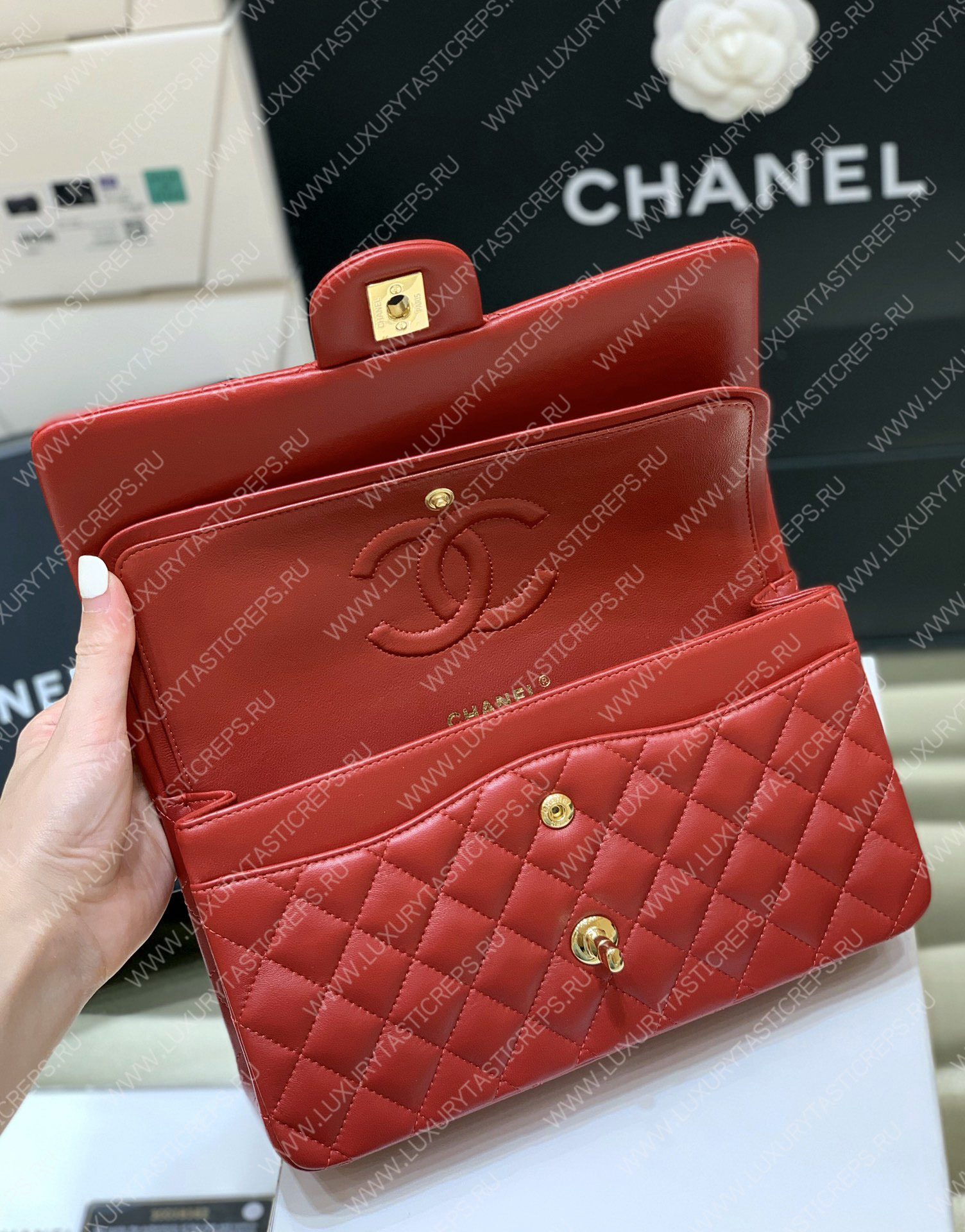Ch*el classic handbag bag red a01112