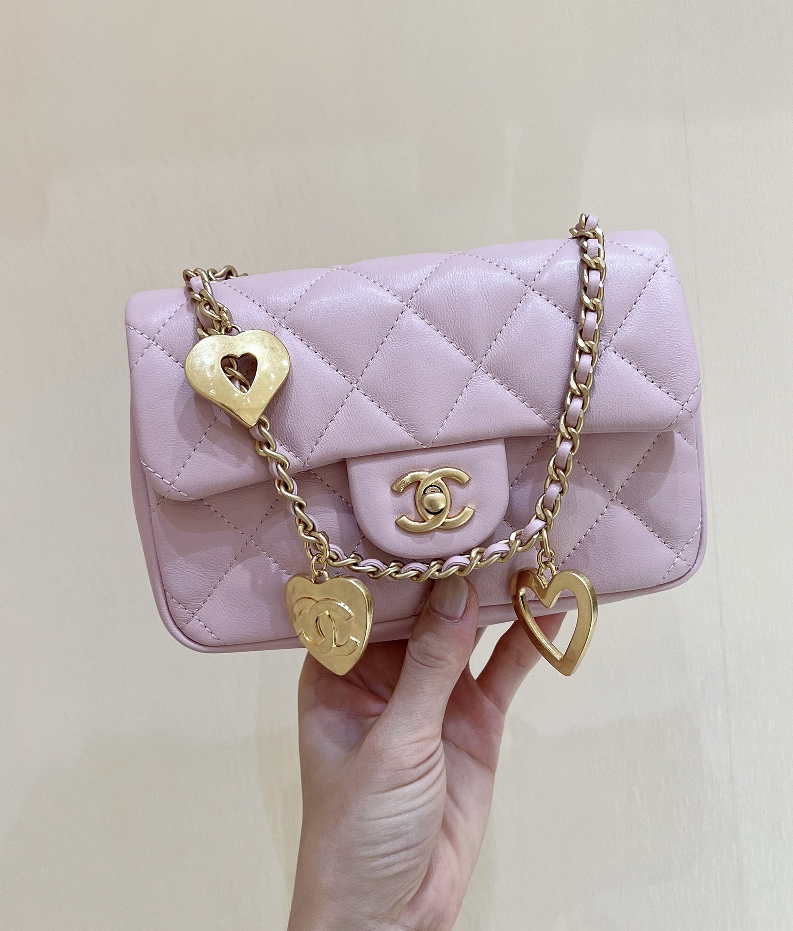 Ch*el mini flap bag pink as3456