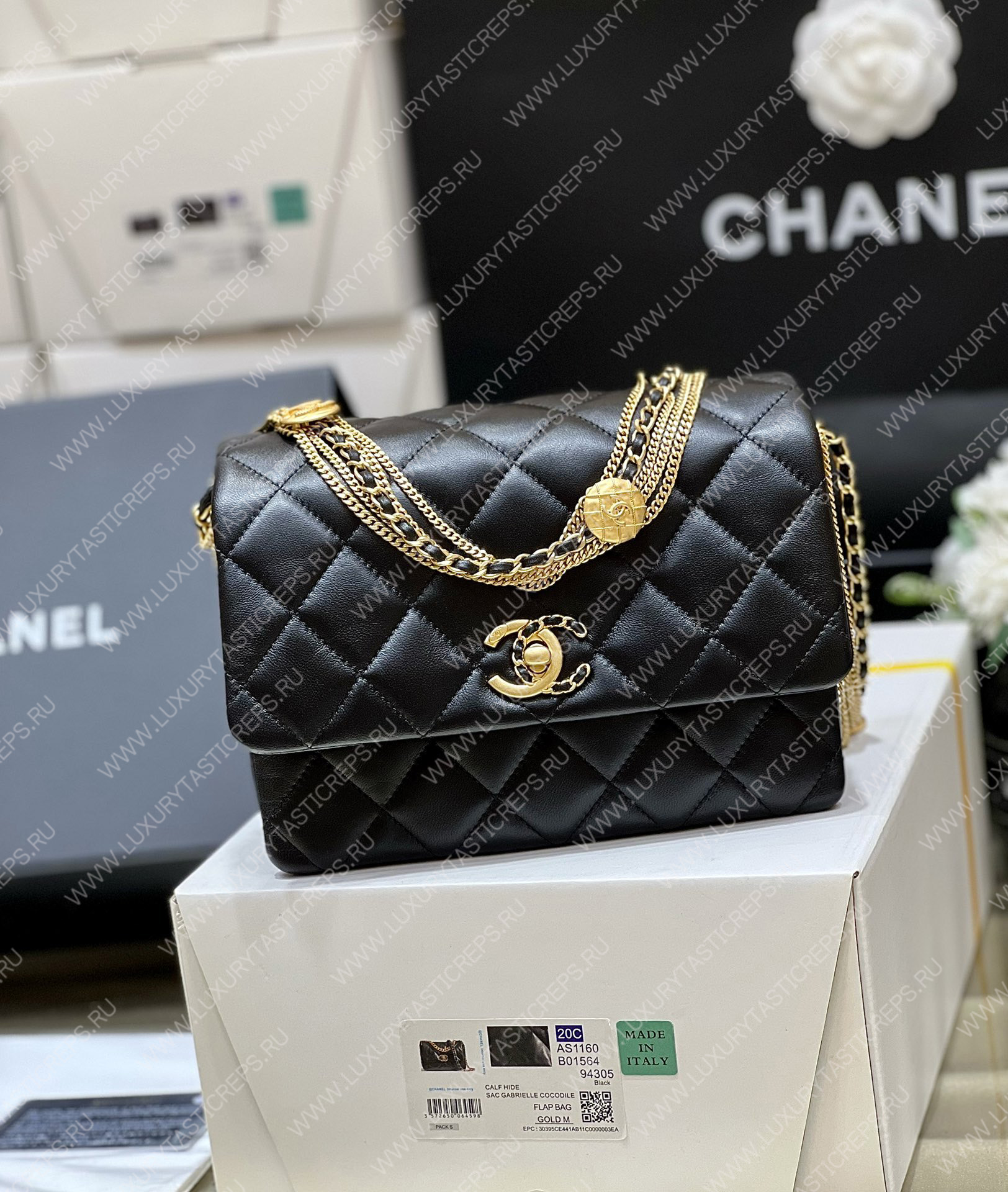 Ch*el mini flap bag black as3378