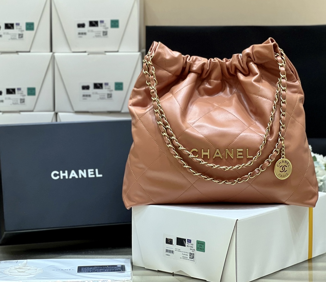 Ch*el 22 handbag brown as3261
