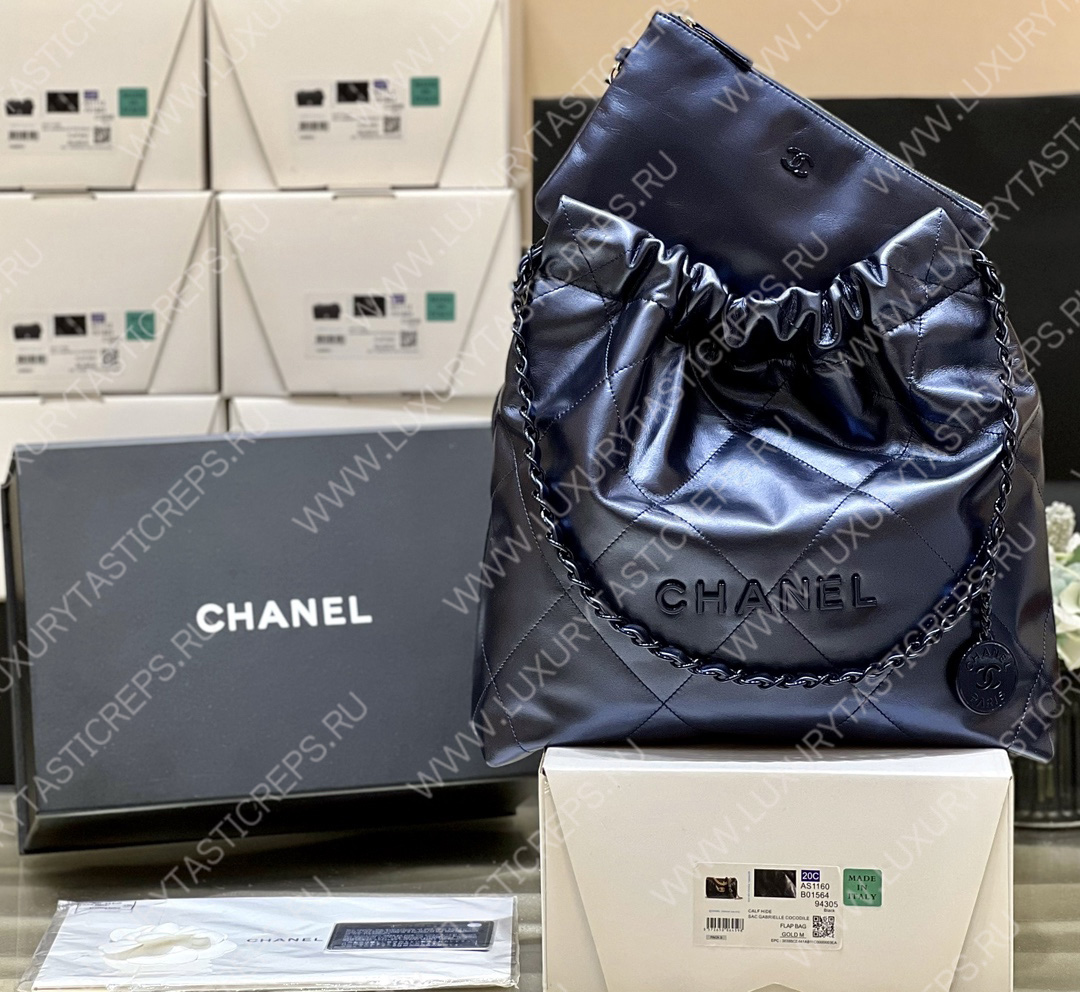 Ch*el 22 handbag black as3260