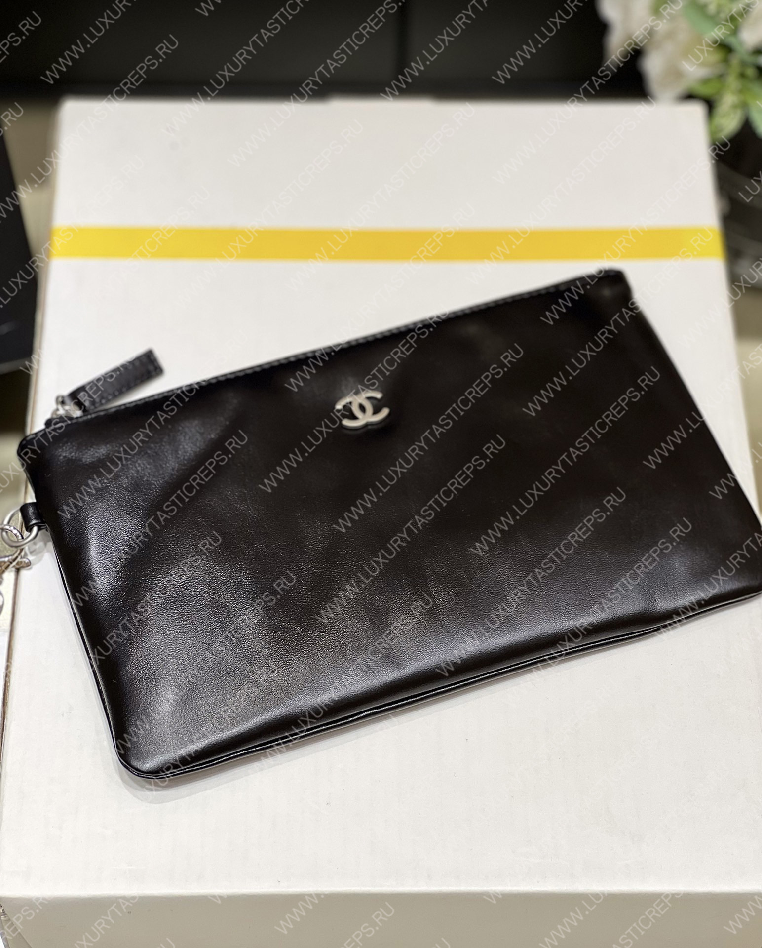 Ch*el 22 large shopping bag black as3262