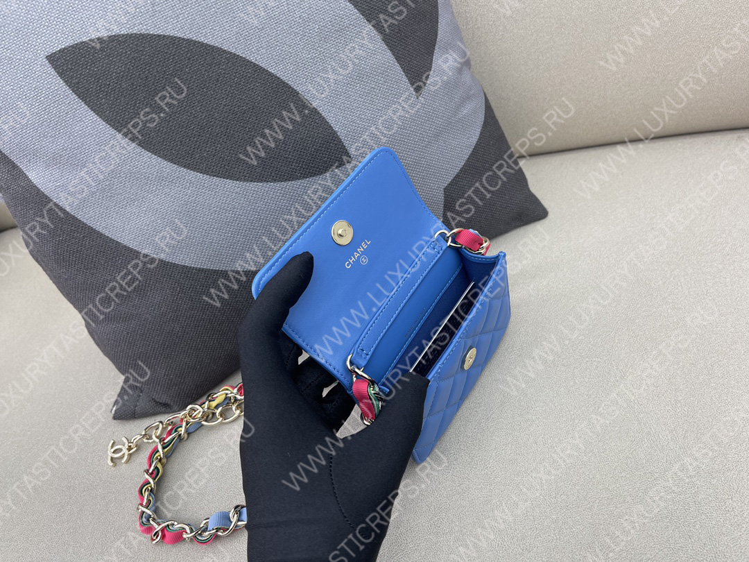 Ch*el ribbon belt bag blue ap2054