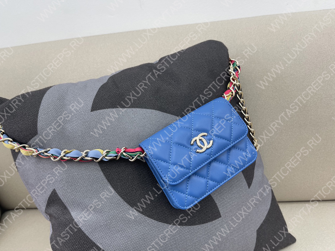 Ch*el ribbon belt bag blue ap2054
