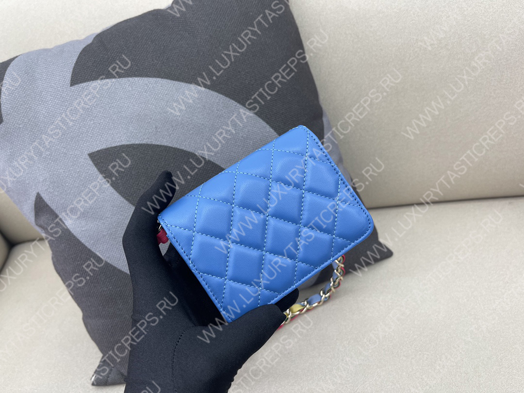 Ch*el ribbon belt bag blue ap2054