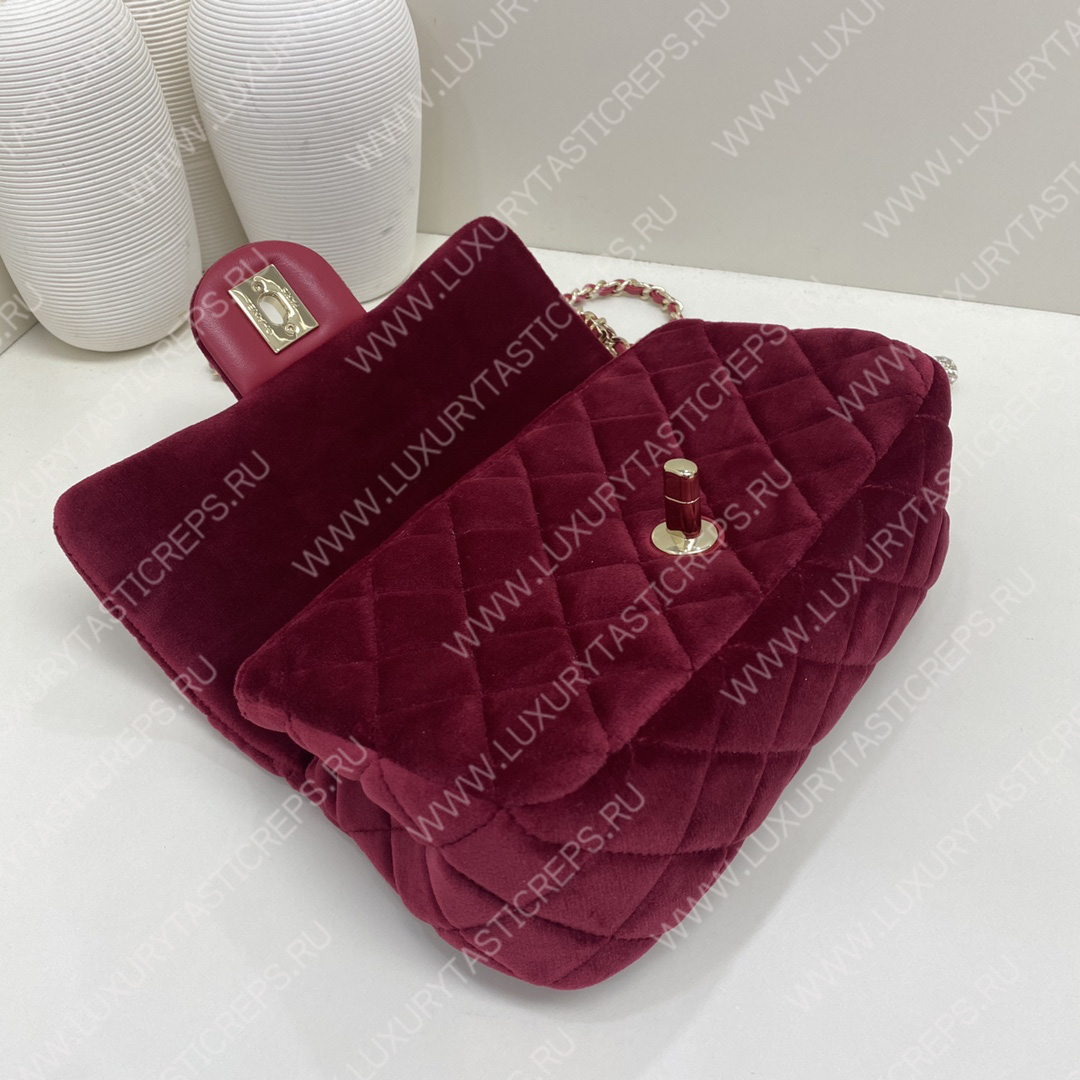 Ch*el classic handbag maroon a01112
