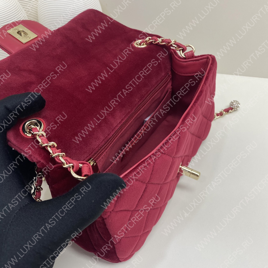 Ch*el classic handbag maroon a01112