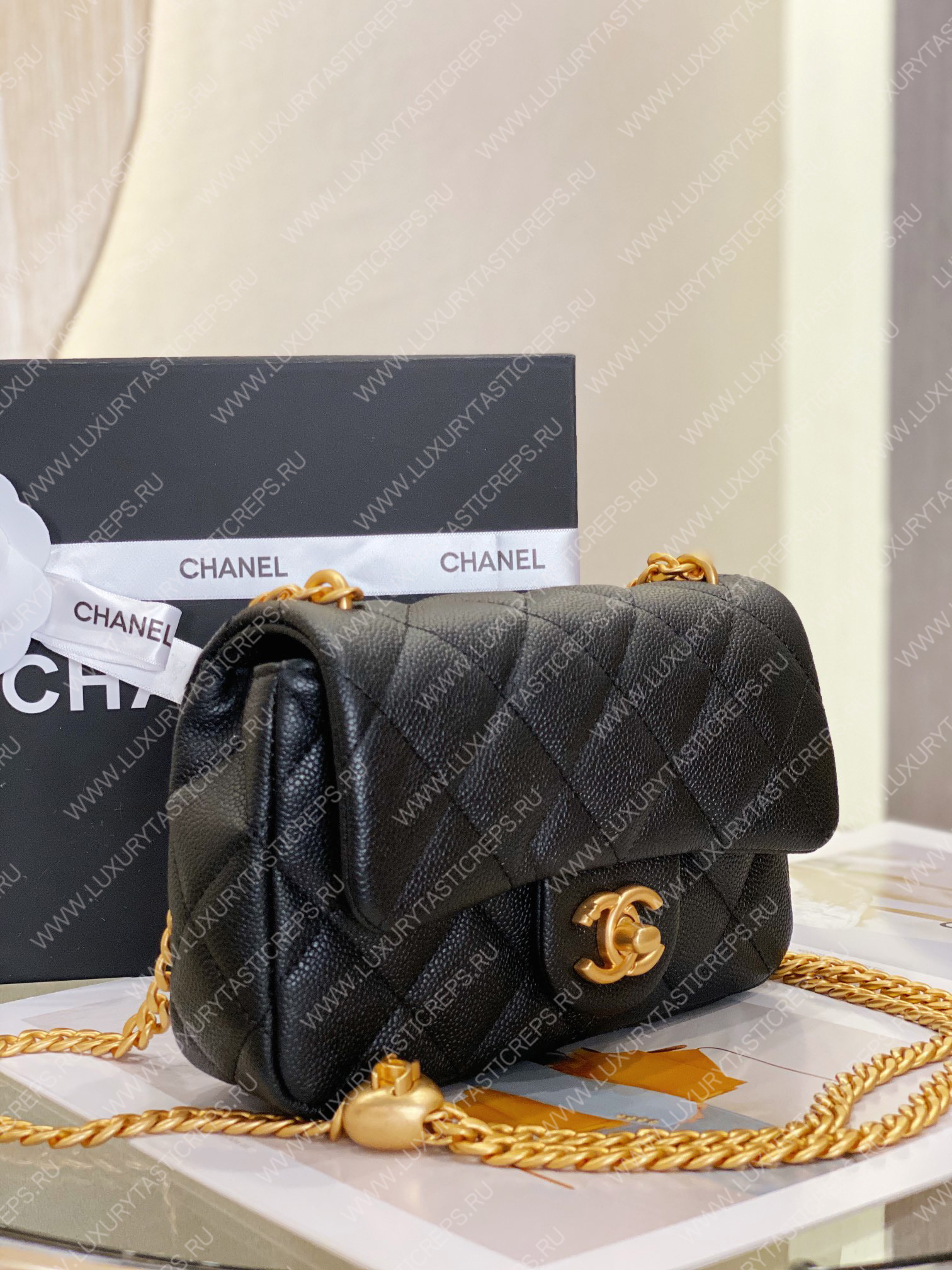 Ch*el mini flap bag black as3757