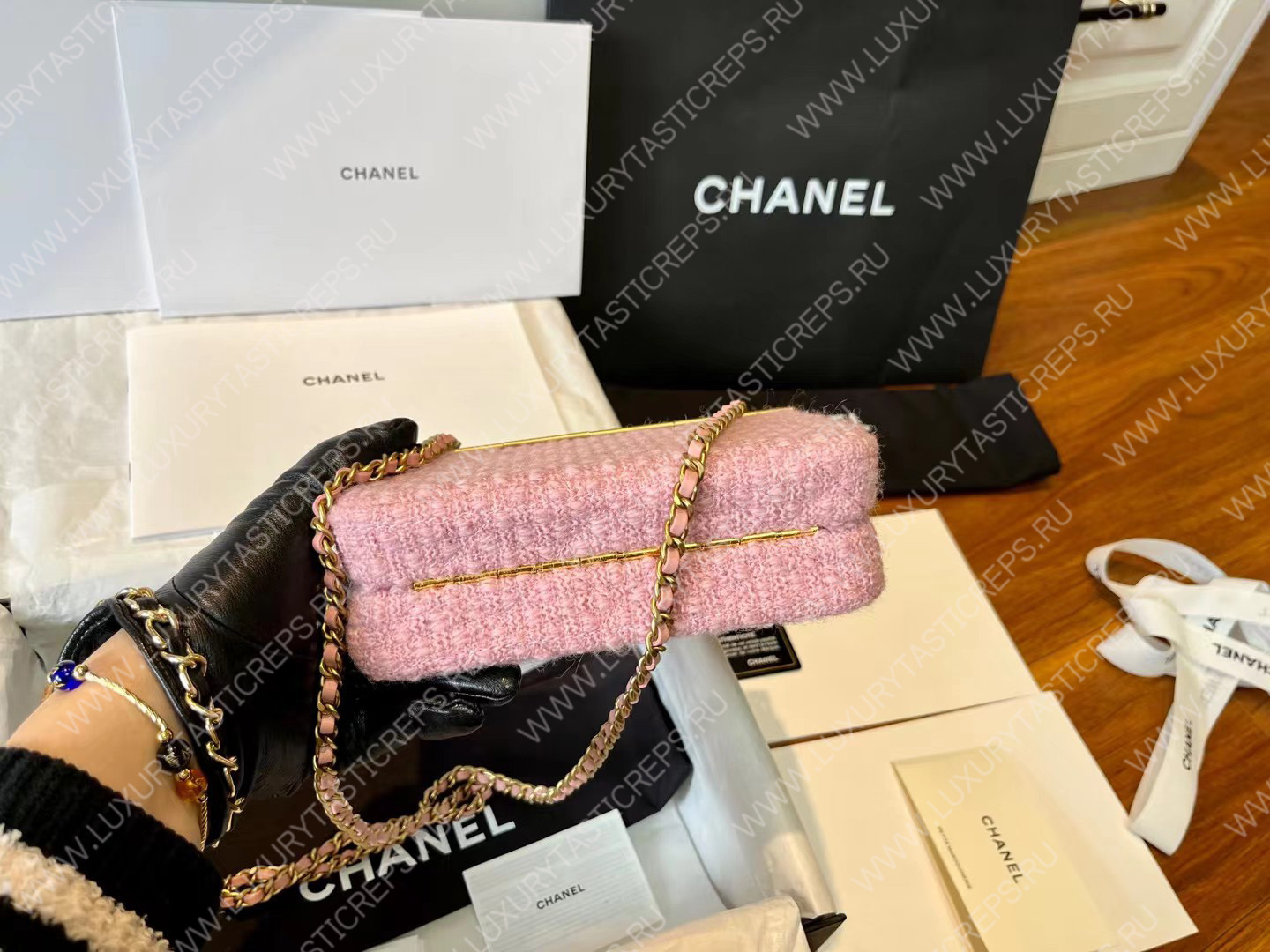 Ch*el mini evening bag light pink as3526
