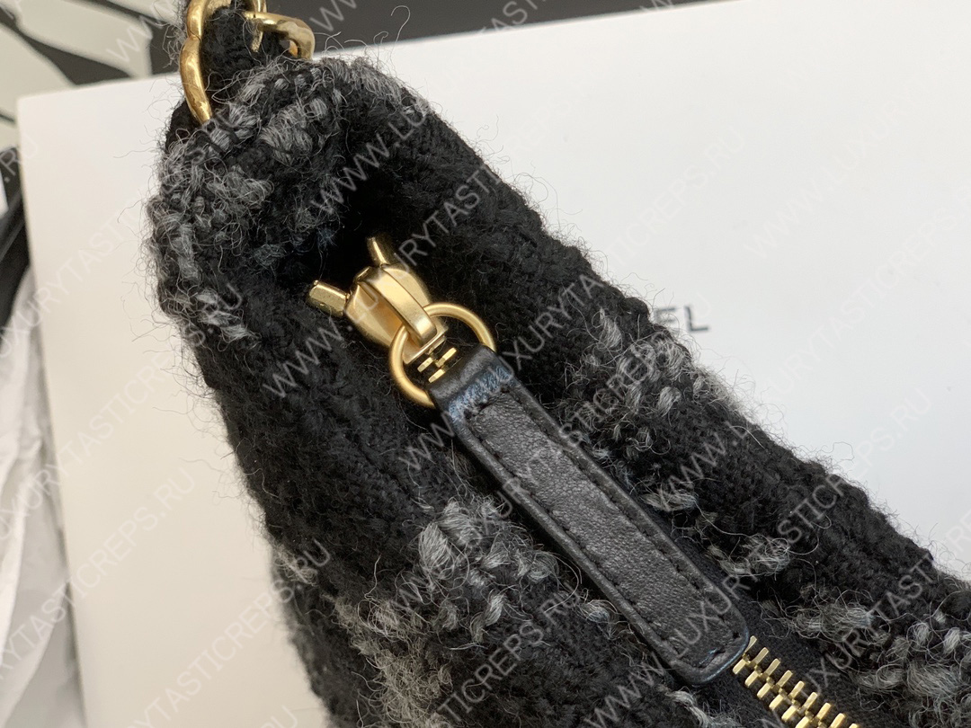 Ch*el maxi small hobo bag black & gray as3564