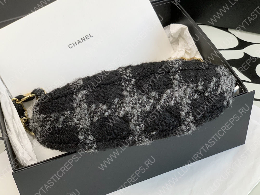 Ch*el maxi small hobo bag black & gray as3564