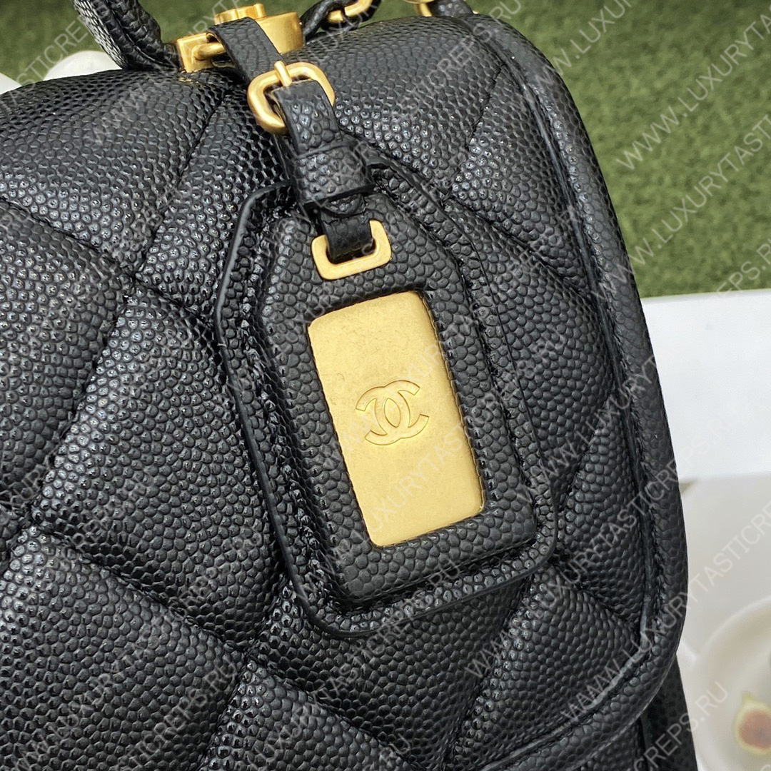 Ch*el mini flap bag with top handle black as3653