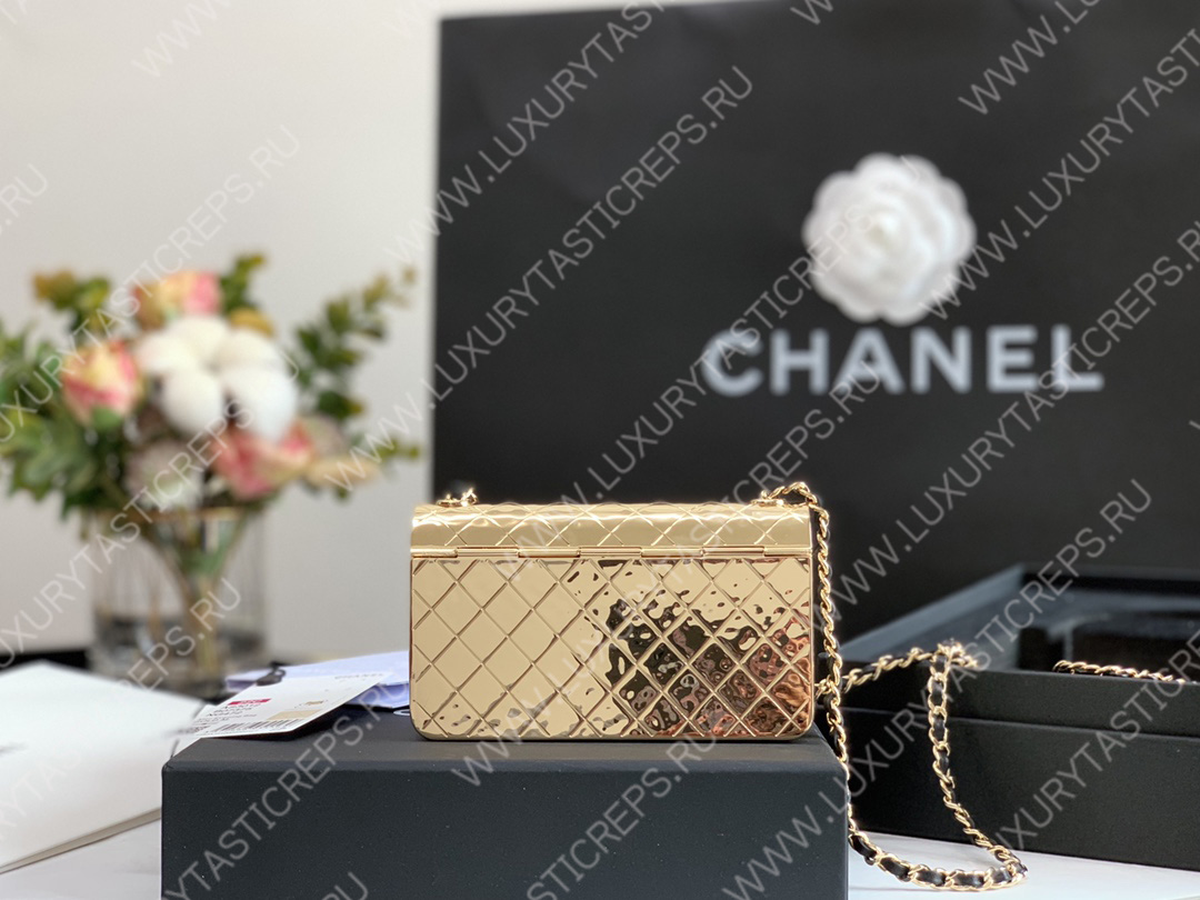Ch*el small evening bag gold as2514