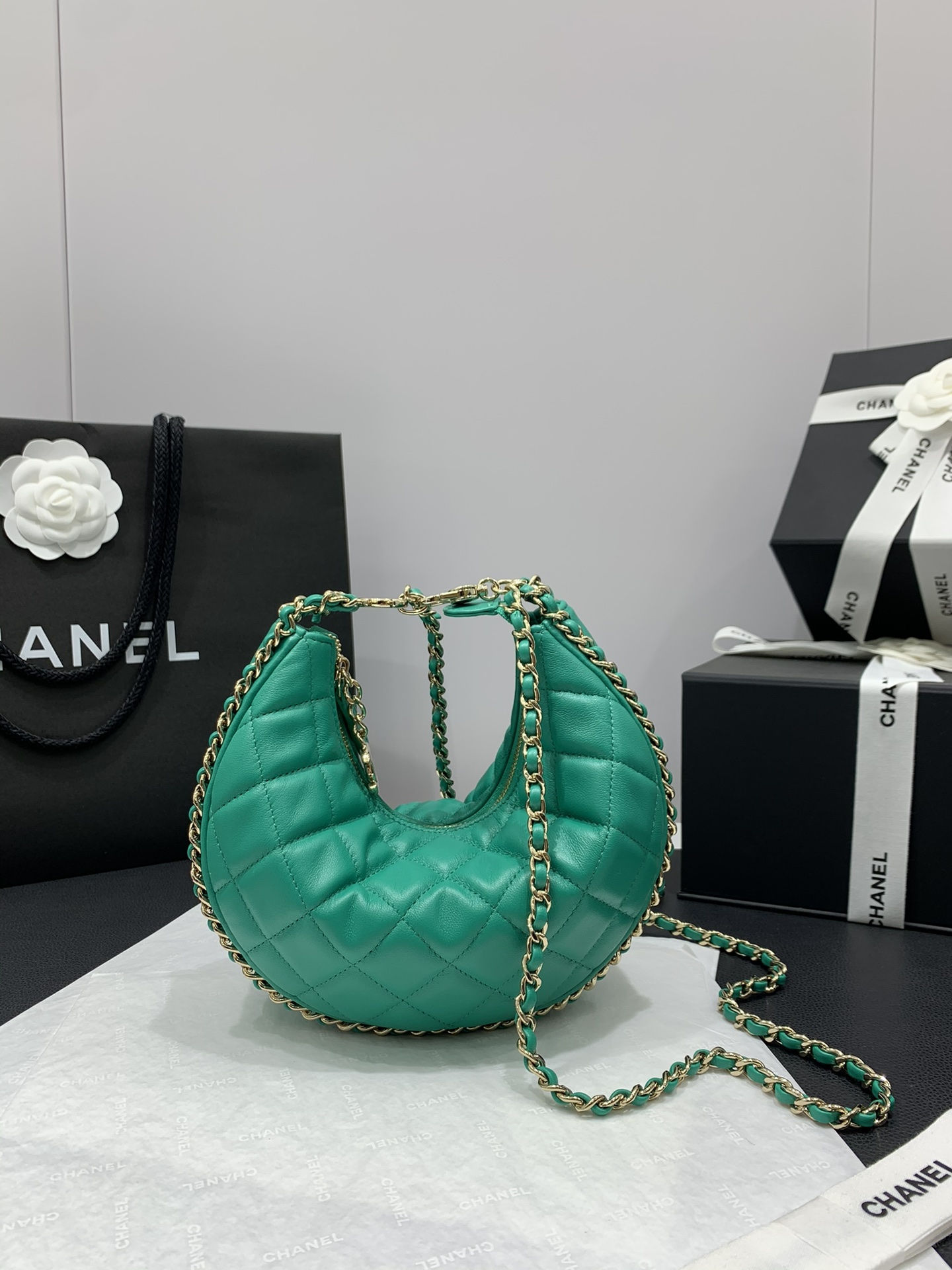 Ch*el small hobo bag green as3917