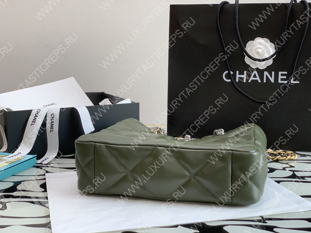 Ch*el 19 icon shopping bag green as3519
