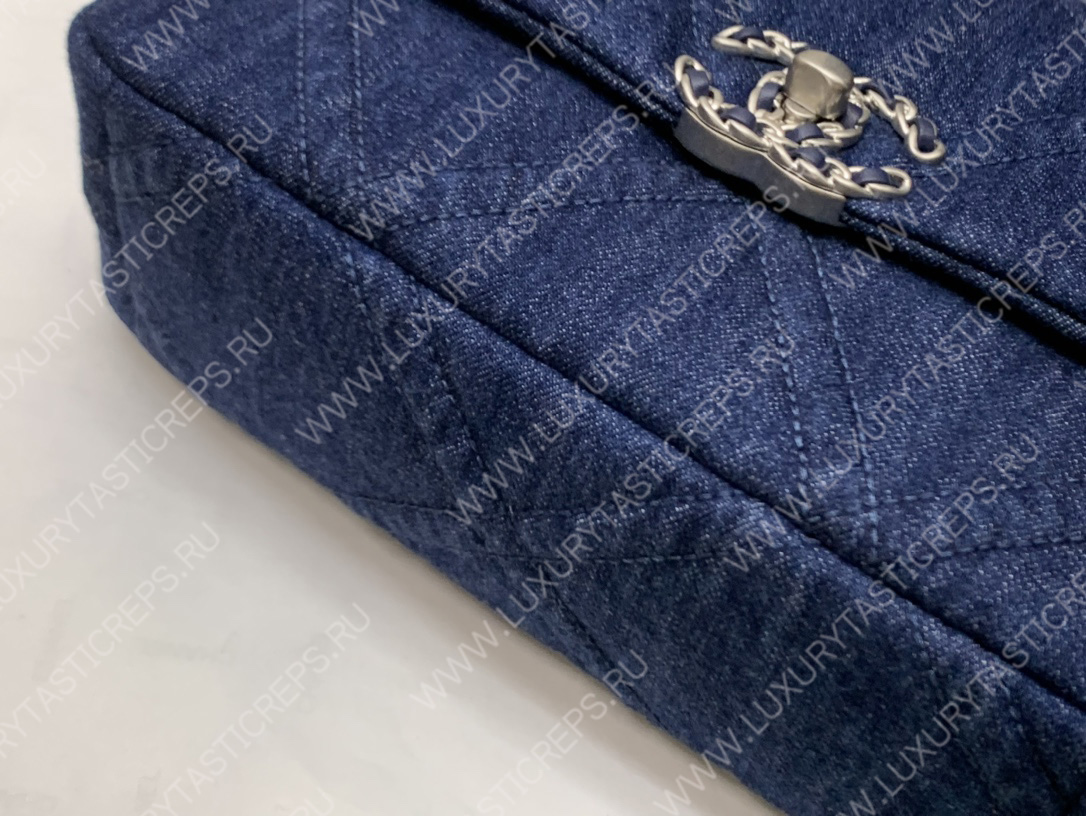 Ch*el 19 handbag dark blue as1160