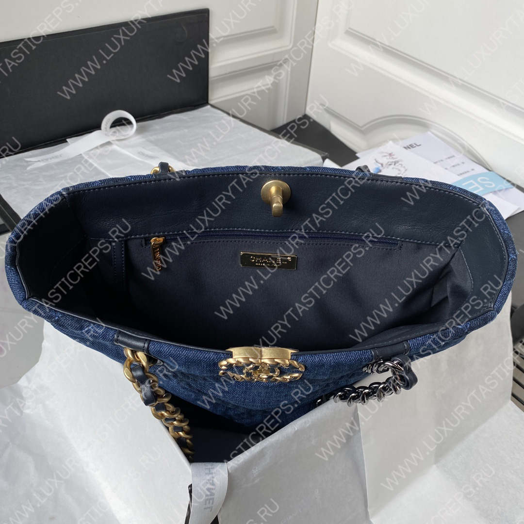 Ch*el 19 icon shopping bag blue as3519