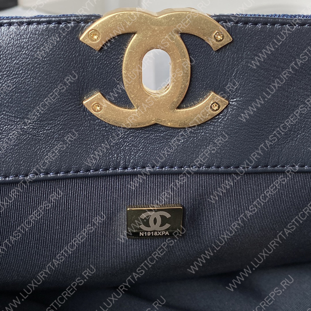 Ch*el 19 icon shopping bag blue as3519