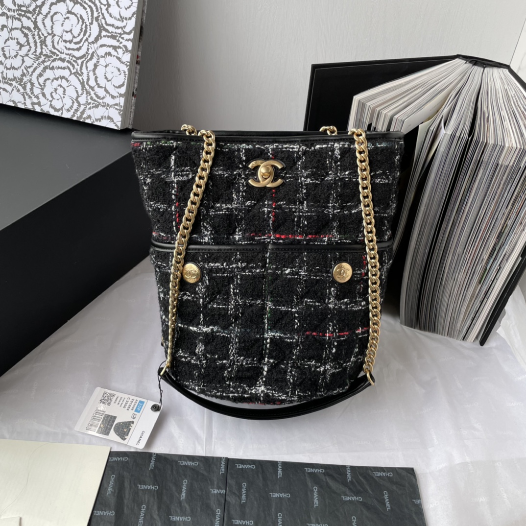 Ch*el hobo tote bag black white and multicolor as3598
