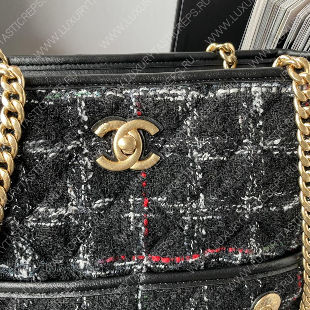 Ch*el hobo tote bag black white and multicolor as3598