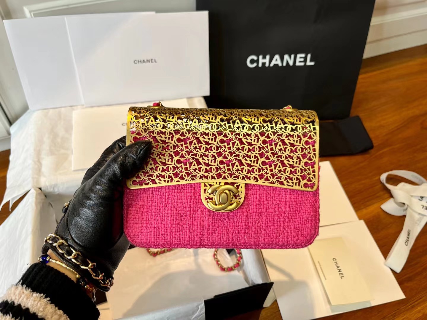 Ch*el mini evening bag pink as3526